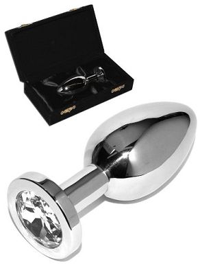 Rosebud Edelstahl Buttplug mit weißem Kristall - Small