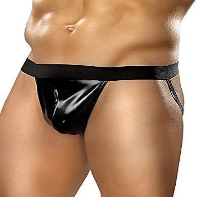 Male Power - Liquid Onyx Jock - Tanga in Wet Look Optik - schwarz - Größe S/M (