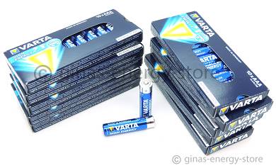 100 x  VARTA High Energy AAA Micro  MN2400 IN2400 LR03 in Pappverschlussstreifen