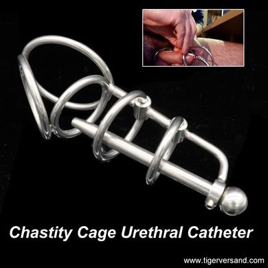 Chastity Cage Cockring Urethral Catheter