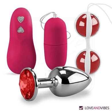 Toy-Set mit Vibro-Ei, Rosebud & Liebeskugeln