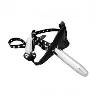 Strap On Umschnalldildo mit 16cm Aluminium MetallDildo und Analplug [Sibada]