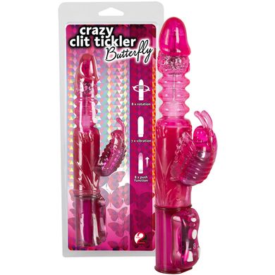 22,5 x 2,2 - 3,2 cm Perlenvibrator Crazy Clit Tickler Butterfly pink