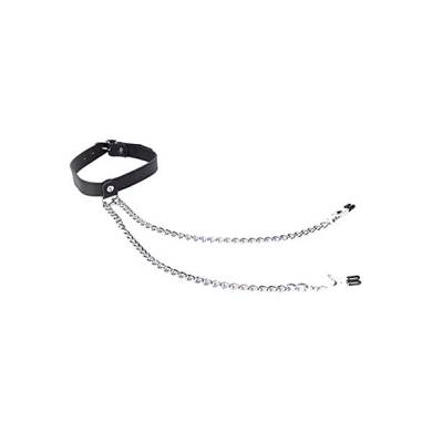 Halsband mit Nippelklemmen in Schwarz