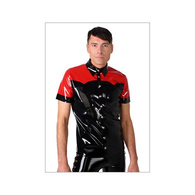 Latex-Slimfithemd mit kurzem Arm, zweifarbig