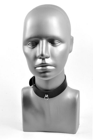 Leder Halsband 24mm mit Ring der O - schwarz
