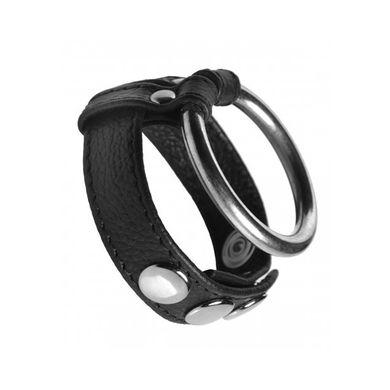STRICT - Cockring mit Hodenring - Leder/Stahl