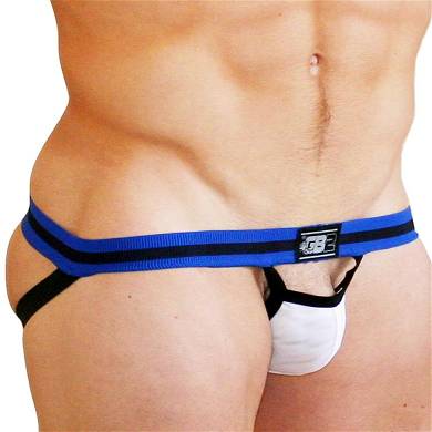 GB2 Jack Net Jock Underwear (Jockstrap) White/Royal