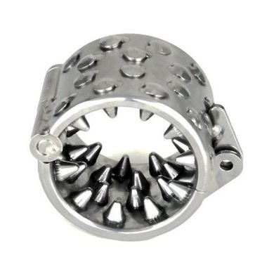 Großer Fieser Edelstahl Hoden Quetscher mit 4 Reihen Spikes CBT Sklave