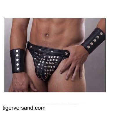 XLeathers Lederjock Schwarz mit Nieten