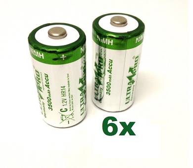 6x Baby C HR14 Batterien NiMH 1.2V Wiederaufladbare Akku Batterie 3500mAh
