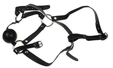 Demarkt schwarz PU-Leder-Mund-Knebel S&M Breathable Ball Gag Mundknebel Ballknebel kne