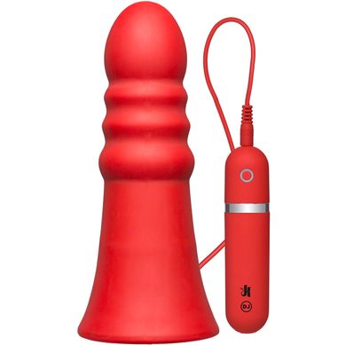 20 x 7,6 cm KINK by Doc Johnson - Vibrating Silicone Butt Plug Ridged red
