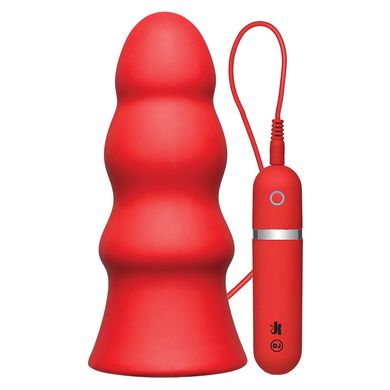 19 x 7 cm KINK by Doc Johnson - Vibrating Silicone Butt Plug Rippled red