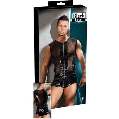 Herren Lack-Overall Black Level schwarz