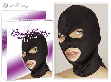 Schwarze Kopfmaske aus elastischem Stoff