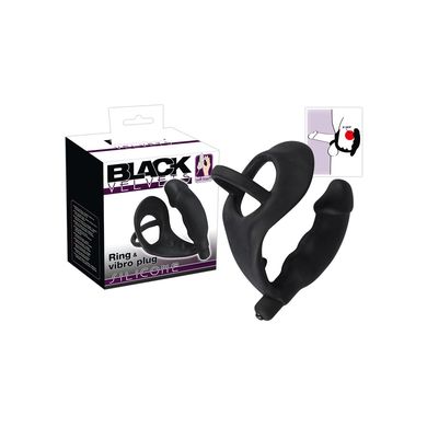 Black Velvets Ring + Vibro Plug 100% Silikon black