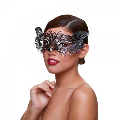 Venezianische Maske "Courtesan" - in Schwarz