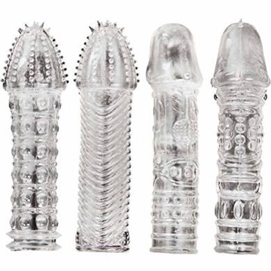 Outop 4 pcs verschiedenen Vibrations Thick Groß Sex Penis Sleeve Extender-Vergrö
