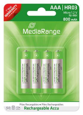 4x AAA HR03 Akku Micro Batterie 800 mAh 1,2V wiederaufladbar