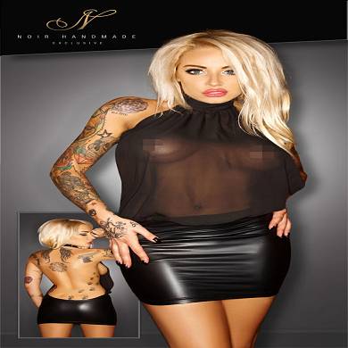 Wetlook Minikleid mit Netz-Oberteil