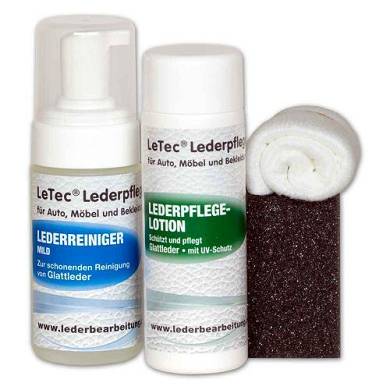 Glattleder Pflegeset mit Lederpflegelotion (UV-Schutz)