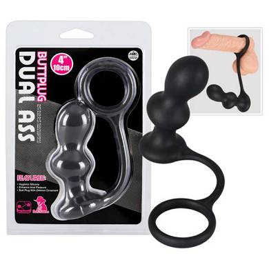 Analplug mit Penisring in Schwarz