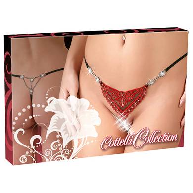 Cotelli Collection ? Edler String in Rot mit Strasssteinchen