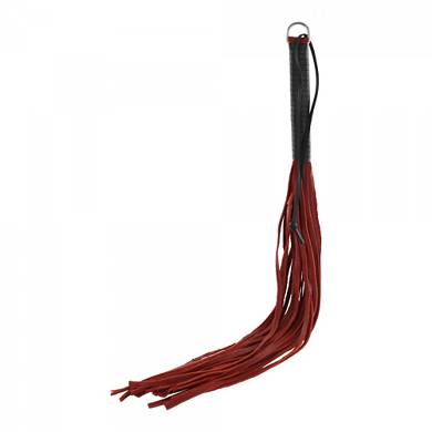 Peitsche mit Lederstrngen - in Rot