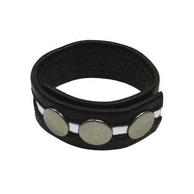 Cockstrap white - Ledercockring mit weissem Streifen