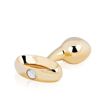 Anal-Dildo mit Haltering, gold, 8,5 cm