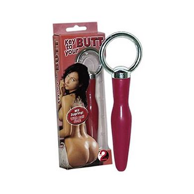 Roter. biegsamer Anal-Plug aus Gummi mit silberfarbenem Metall-Rückholring Produktart