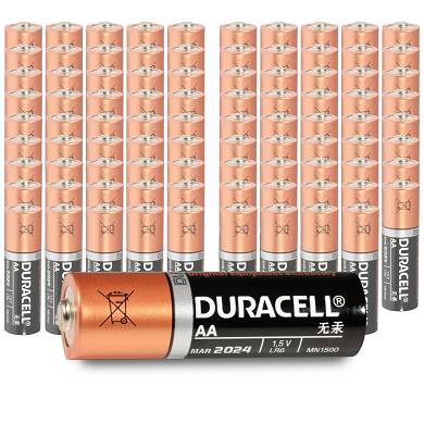 100x Duracell AA Alkaline Mignon Batterie LR6 MN1500 UM3 - 2850mAh 1,5V - 100Stk