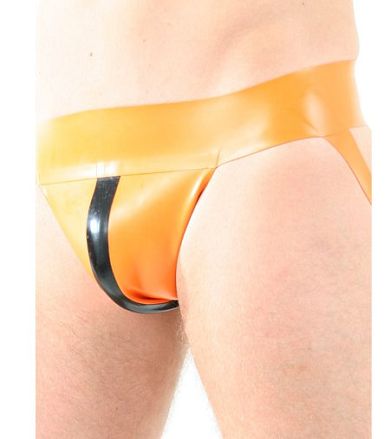 Latex Herren Jockstrap Stripe - Latexstrke 0,60 mm - Gelb - Gre XS