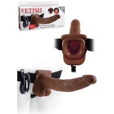 24 x 4,6 cm Fetish Fantasy - Vibrating Hollow Strap-On with Balls brown Umschnallvibrator