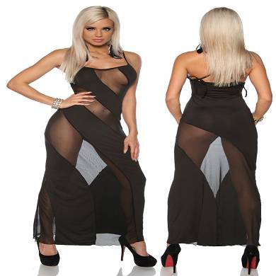 Langes Kleid mit Netzeinsatz