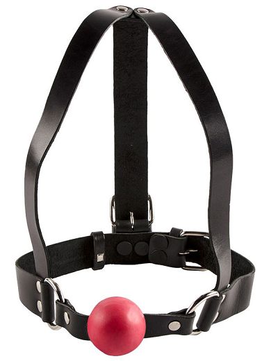 Kopfharness mit Silikon-Ballgag ROT