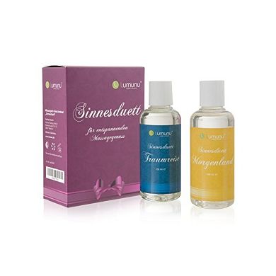 Deluxe Massageöl Geschenkset (2x100ml) Lumunu Sinnesduett. für entspannenden Mas
