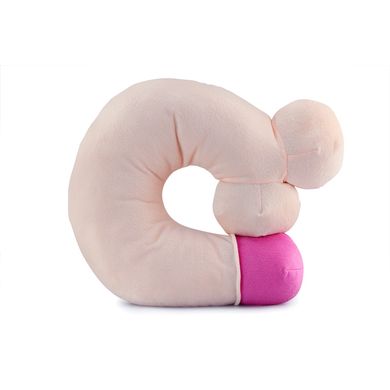 Kuscheliges Plüsch Nackenkissen in Form eines Penis mit Hoden - Reisekissen mit aufregend
