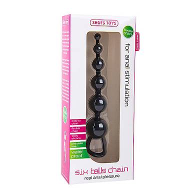 Analkette mit 6 Kugeln in Schwarz