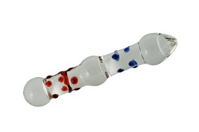 Erotoy Designer Glas Dildo mit farbigen Noppen 190 x 35 mm