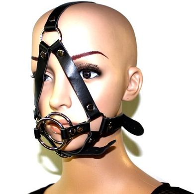 Leder Kopfharness mit Mundknebel #7008 - Gag-Ring Kopf Harness