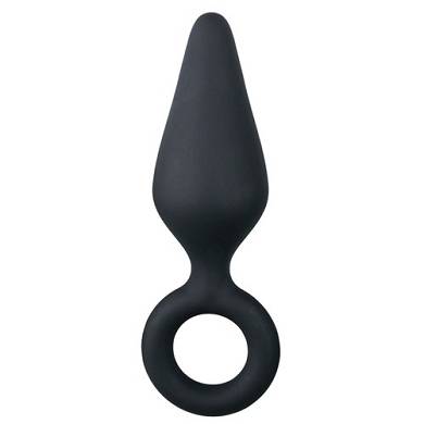 Schwarzer Buttplug mit Zugring - Gro