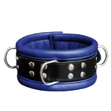 Leder Halsfessel in Blau 6,5cm breit