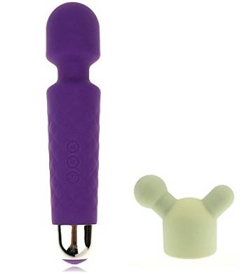 Wangols Mini Magic Wand Massager aus Silikon+ Klitoris Aufsatz. 100% wasserdicht (Violett)