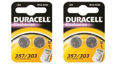 (1G06) 2 x 2er- Duracell 357/303 Silberoxydknopfzelle (SR44) 1,5V
