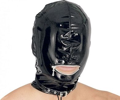 Lack Maske mit Mund-Reiverschluss