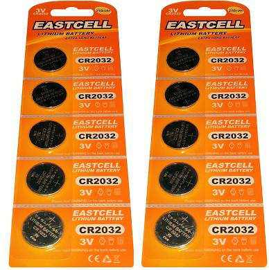10 x CR2032 3V Lithium Batterie auf 2 Blistercard a 5 Stück Eunicell