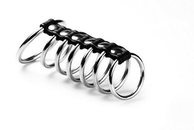 Penismanschette mit 7 Metallcockringe