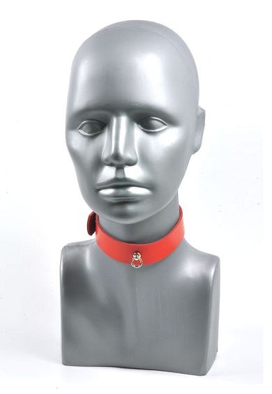 Leder Halsband 24mm mit Ring der O - rot